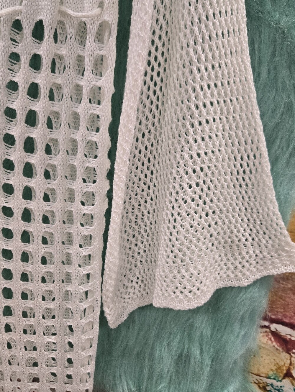No brand tag White Knit Long Bell Sleeve Sleeve Swimsuit Cover Up Approx S-M - Picture 7 of 11